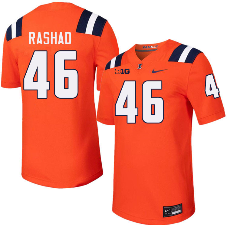 Men #46 Corey Rashad Illinois Fighting Illini College Football Jerseys Stitched-Orange